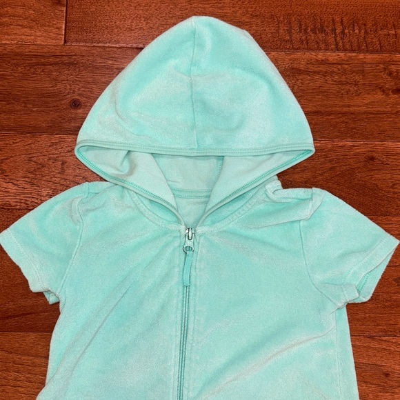 Wonder Nation Girls Aqua Terry Hooded Zip Front Swim Coverup - Size XS (4-5) - Picture 6 of 16